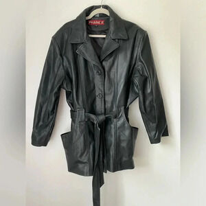 Vintage Leather Jacket Men’s 3XL Belt Tie Front Phase 2